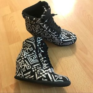 Aztec Print Sneaker Wedges